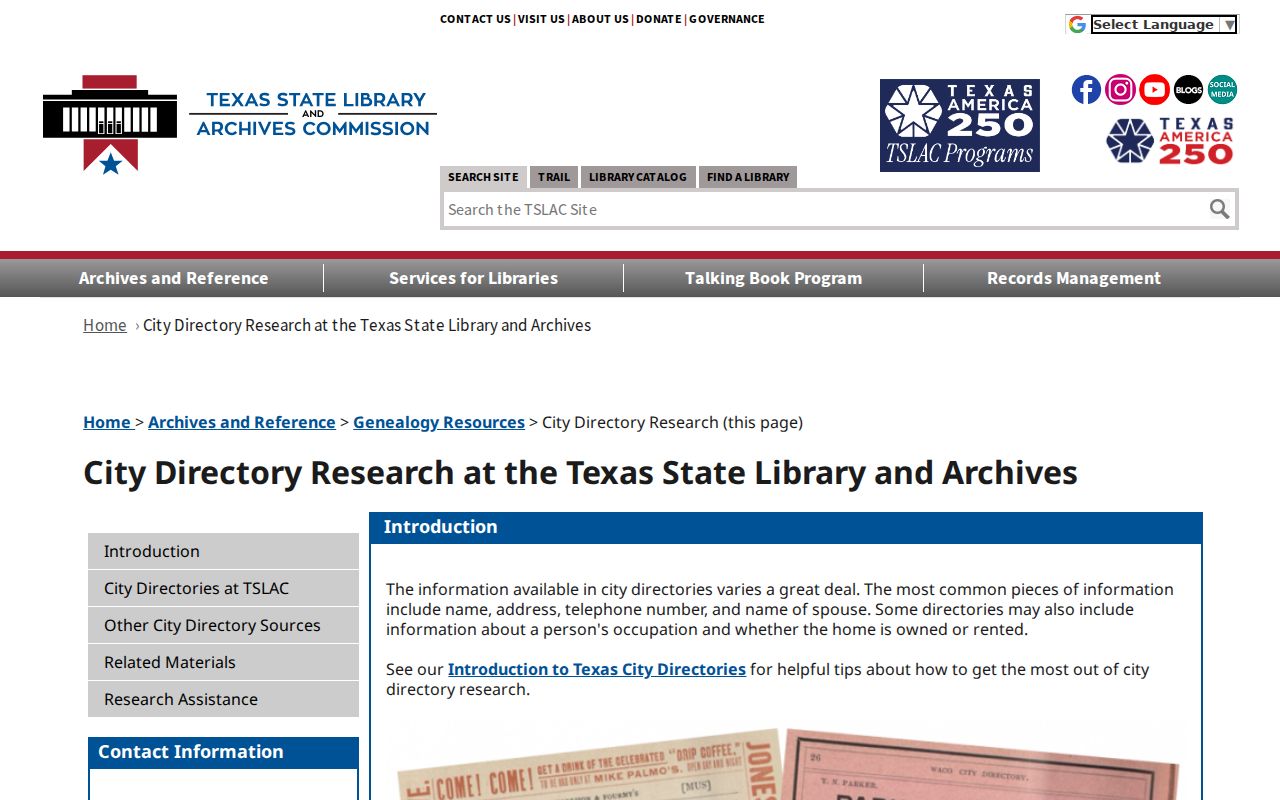 Weatherford city directory access guidance from the Texas State Library and Archives Commission