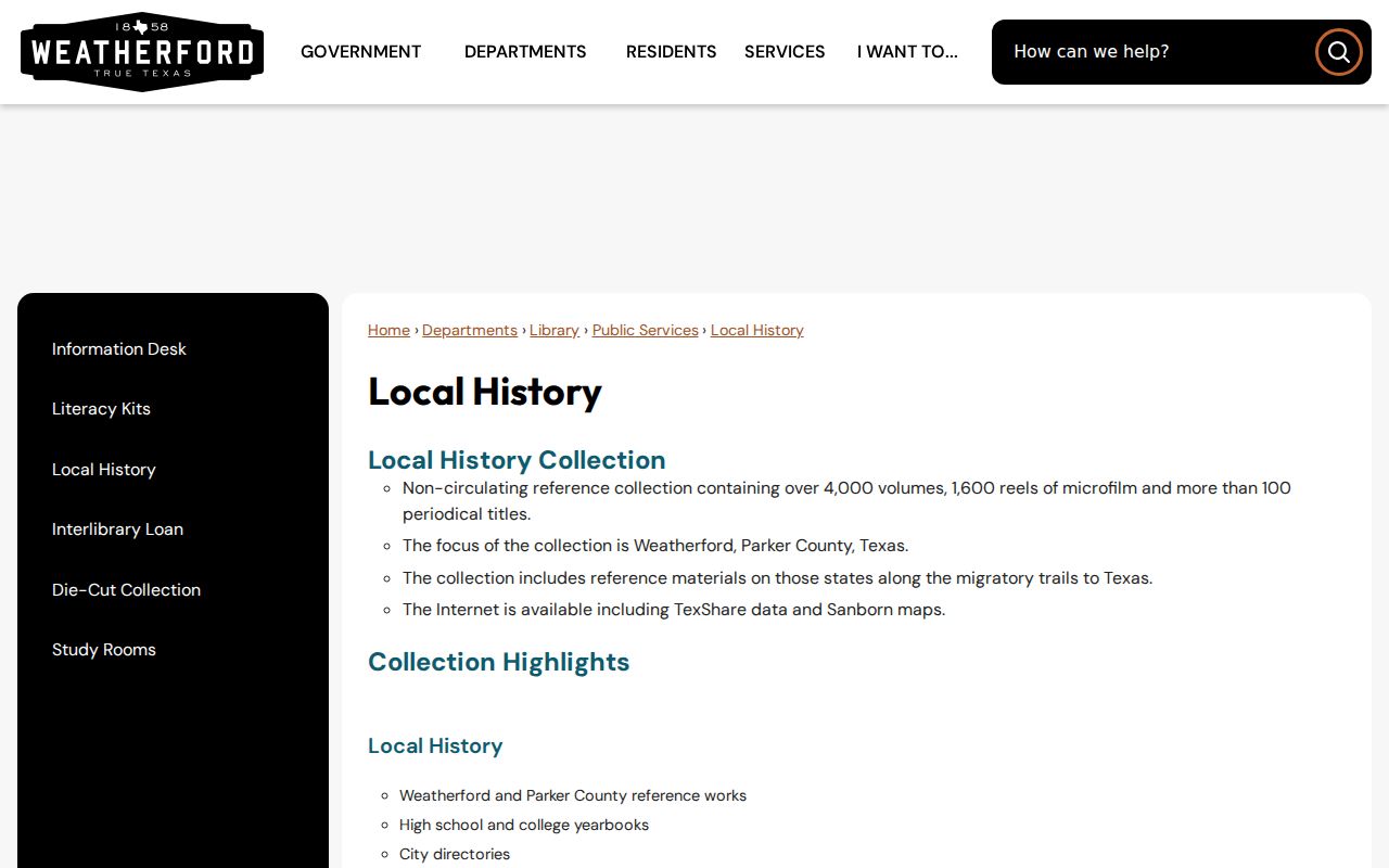 Weatherford city directory research at the Weatherford Public Library Local History collection