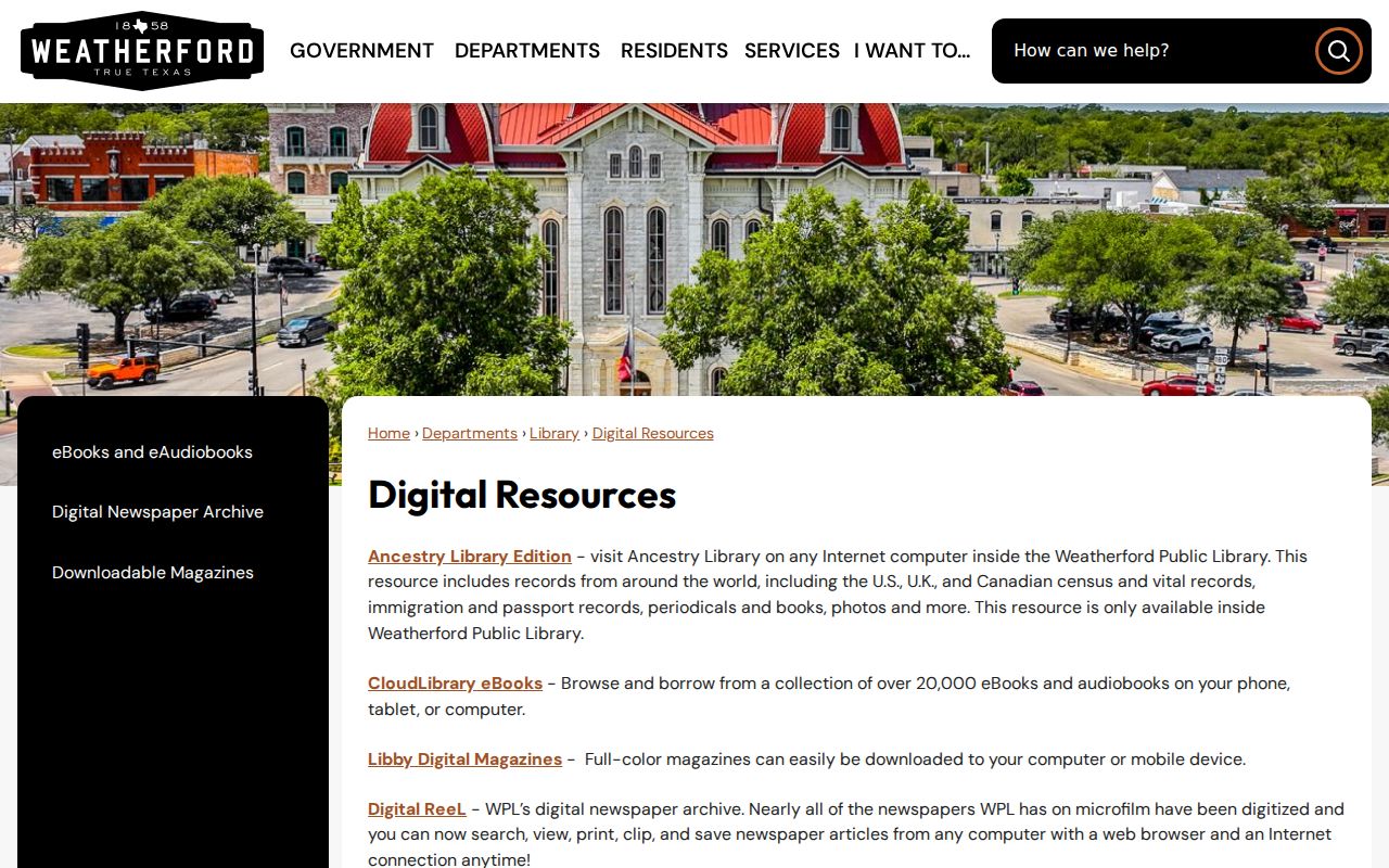 Weatherford city directory companion research through Weatherford Library digital resources