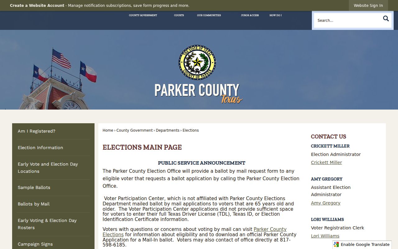 Weatherford residents directory Parker County Elections office