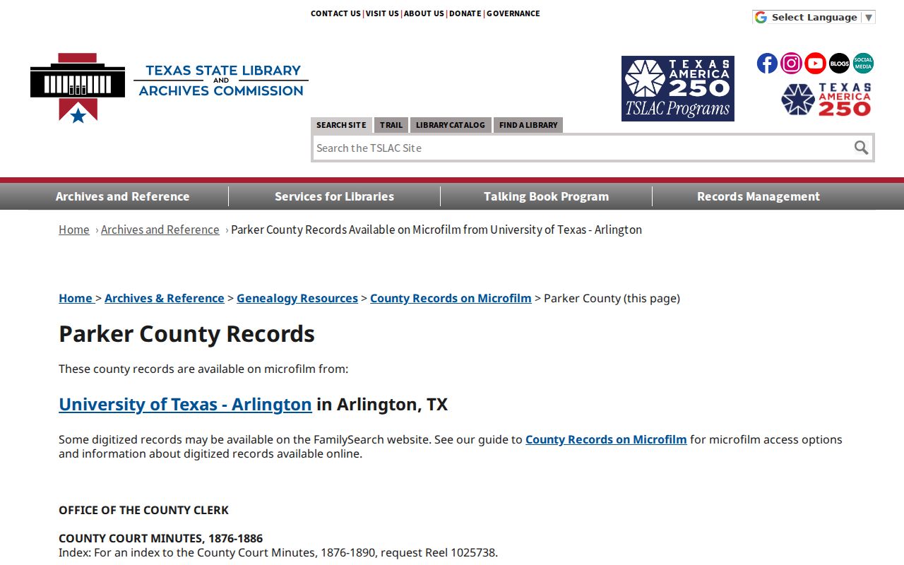 Weatherford previous residents research using the TSLAC Parker County microfilm inventory