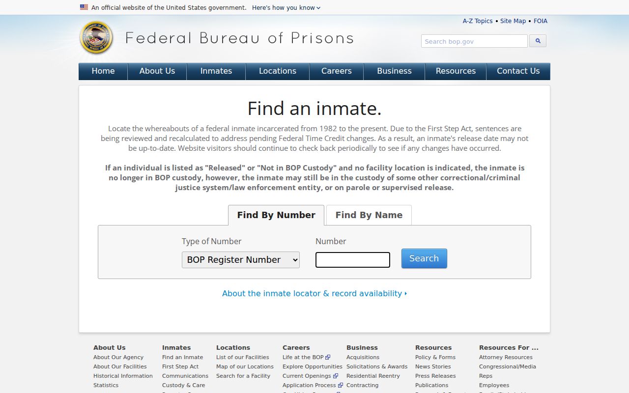Weatherford resident lookup reference showing the federal inmate locator
