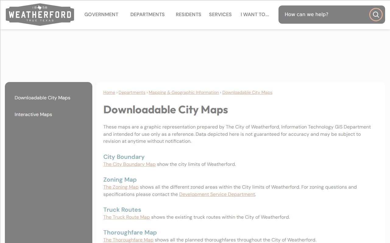 Weatherford ZIP code city boundary map resources